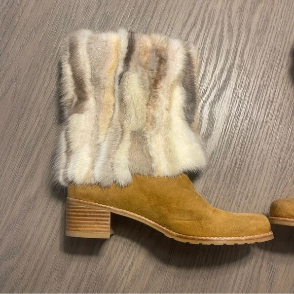 Stuart Weitzman Blizzard Genuine Mink and Suede Boots Cottagecore Prarie Sz 5.5 - Picture 6 of 11